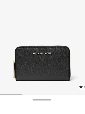 MICHAEL Michael Kors Black Pebbled Zipper coin purse with Gold Hardware